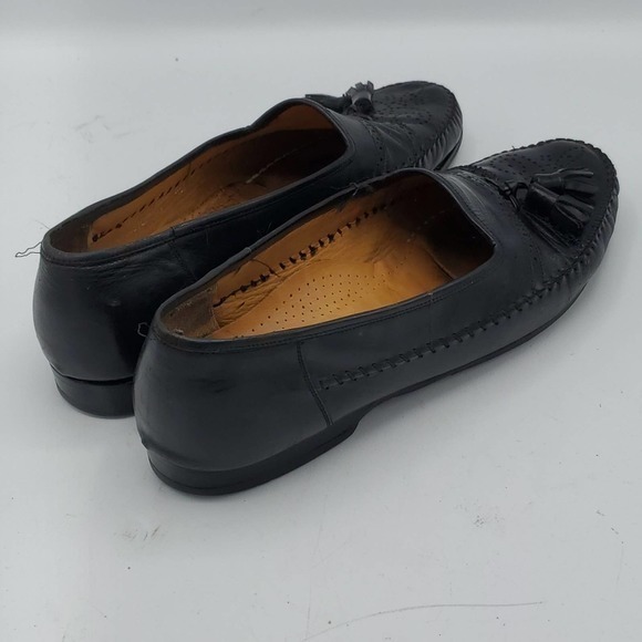 Mezlan Christopher‎ Men's Black Leather Tassel Loafers Size 9.5 M Made in Italy - Picture 4 of 8